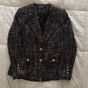 Karl Lagerfeld Multicolor Tweed Blazer with Embellished Buttons